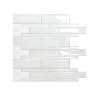 Smart Tiles 9 3/4 in. x 10 1/2 in. White Infinity Mosaic Peel and Stick Decorative Wall Tile SM1028 1