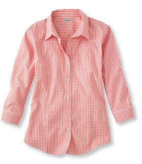 Wrinkle Resistant Pinpoint Oxford Shirt, Three Quarter Sleeve Gingham