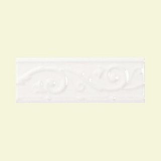 Daltile Fashion Accents Arctic White 3 in. x 8 in. Ceramic Ivy Listello Wall Tile FA5119038IVY1P1