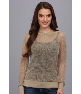MICHAEL Michael Kors Petite L/S Boatneck Lurex Sweater Womens Sweater (Khaki)