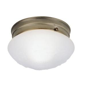 Westinghouse 1 Light Ceiling Fixture Antique Brass Interior Flush Mount with Satin White Glass with Design 6660400