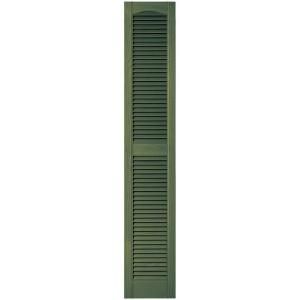 Builders Edge 12 in. x 67 in. Louvered Vinyl Exterior Shutters Pair in #283 Moss 010120067283