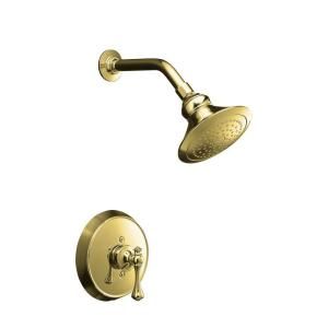 KOHLER Revival 1 Handle 1 Spray Shower Faucet in Vibrant Polished Brass (Valve not included) K T16114 4A PB