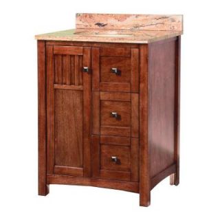 Foremost Knoxville 25 in. W x 22 in. D Vanity in Nutmeg and Vanity Top with Stone effects in Bordeaux KNCASEB2522D