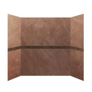 34 in. x 60 in. x 76 in. 4 Panel Shower Surround with Design Strips in Rustic DISCONTINUED HDS3460 76DS R