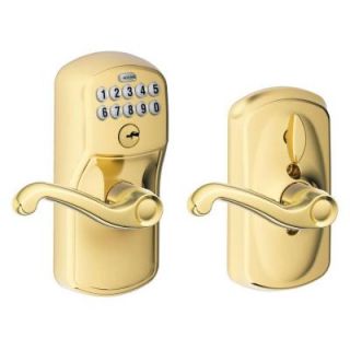 Schlage Plymouth Bright Brass Flair Keypad Lever FE595 PLY 505 FLA