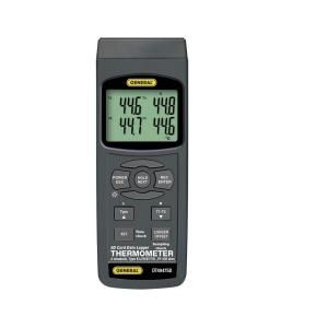 General Tools Digital K Type Thermometer With 4 Channels and SD Capability DT4947SD