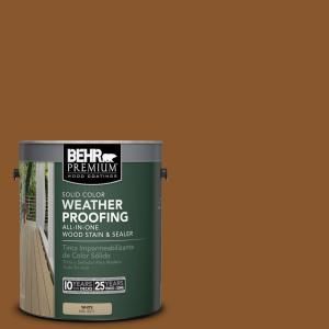 BEHR Premium 1 gal. #SC 115 Antique Brass Solid Color Weatherproofing All In One Wood Stain and Sealer 501301