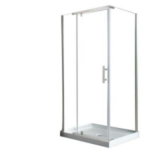 Ove Decors 32 in. x 40 in. x 78 in. Shower Enclosure in Satin Nickel with Clear Glass and White Acrylic Base OWS 607A