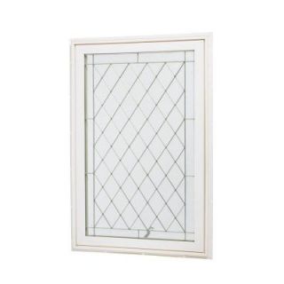 TAFCO WINDOWS Vinyl Awning Window, 32 in. x 48 in. x 3.25 in., White, Insulated Glass Beveled Platinum Diamond Grills with Screen VA3248BDG P