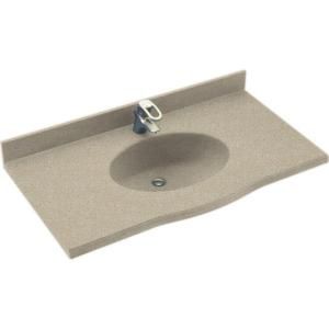 Swanstone Ellipse 61 in. Solid Surface Vanity Top with Basin in Winter Wheat EV1B2261 060