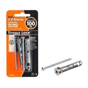 E Z Ancor Toggle Lock 100 lb. 2 1/2 in. Zinc Plated Alloy Flat Head Phillips Self Drilling Drywall Anchors (2 Pack) 10006