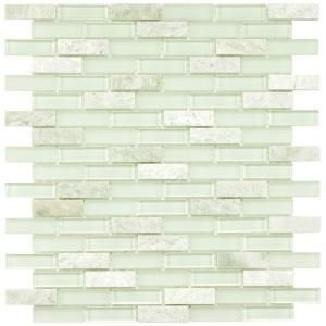 Merola Tile Tessera Subway Ming 11 3/4 in. x 11 3/4 in. x 8 mm Glass and Stone Mosaic Wall Tile GITMMSW