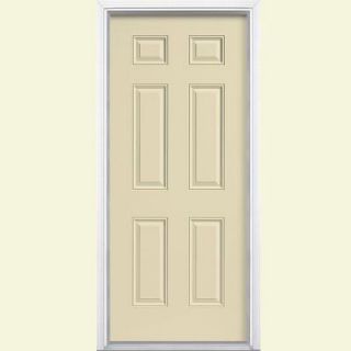 Masonite 6 Panel Painted Steel Entry Door with Brickmold 43049