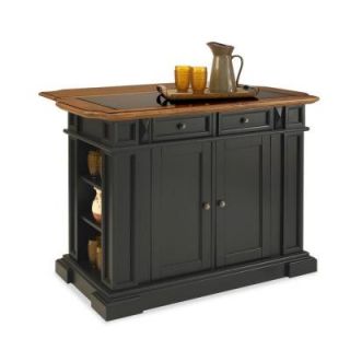 Home Styles Deluxe Traditions Kitchen Island in Black with Oak Top and Black Granite Inlay DISCONTINUED 5003 94DLX