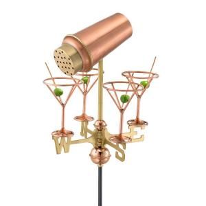 Good Directions Polished Copper Martini Glasses Garden Weathervane with Garden Pole 8861PG