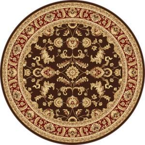 Tayse Rugs Century Brown 7 ft. 10 in. Round Traditional Area Rug 7558  Brown  8 Round