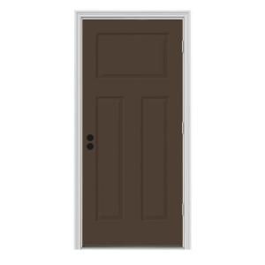 JELD WEN Craftsman 3 Panel Painted Steel Entry Door with Brickmold THDJW184900144