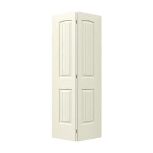 JELD WEN Smooth 2 Panel Arch Top V Groove Painted Molded Interior Bifold Closet Door THDJW160500112