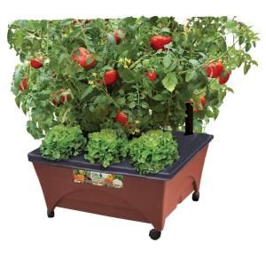 CITY PICKERS 24.5 in. x 20.5 in. Patio Raised Garden Bed Kit with Watering System and Casters in Terra Cotta 2340D