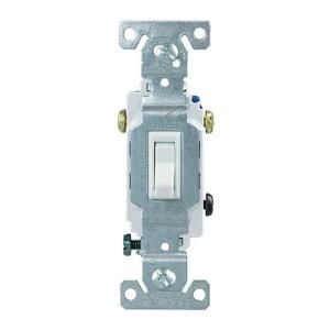 Cooper Wiring Devices Standard Grade 15 Amp 3 Way Toggle Switch with Push and Side Wiring   White 1303 7W BOX