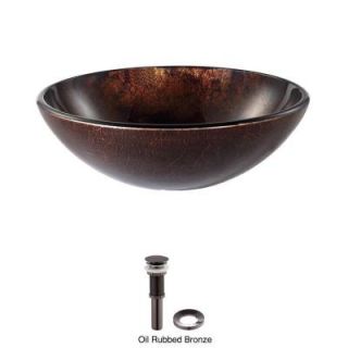 Kraus Jupiter Glass Vessel Sink with Pop up Drain and Mounting Ring in Oil Rubbed Bronze GV 683 ORB