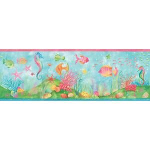 The Wallpaper Company 9.25 in. x 15 ft. Brightly Colored Fun N Flirty Fish Border WC1285076