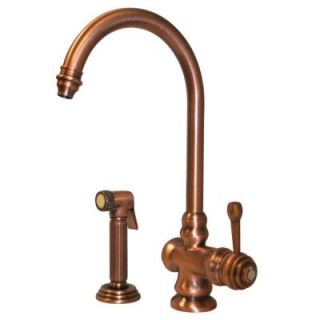 Whitehaus Single Handle Side Sprayer Kitchen Faucet in Antique Copper WH17666 ACO