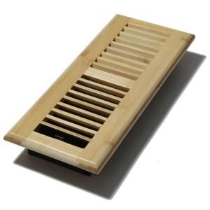 Decor Grates 4 in. x 12 in. Wood Natural Bamboo Louvered Design Floor Register WLBA412 N