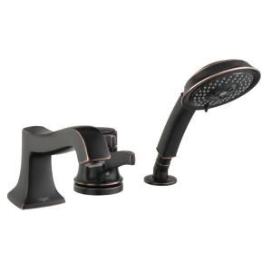 Hansgrohe Metris C Single Handle Deck Mounted Roman Tub Faucet with Handshower in Rubbed Bronze 04132920