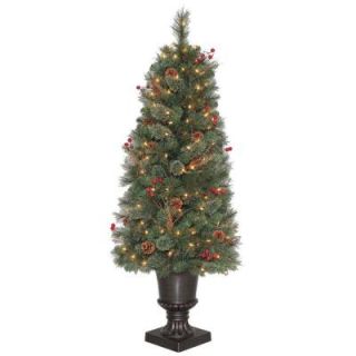 4.5 ft. Paley Pine Potted Artificial Christmas Tree with Clear Lights and Pinecones PALT264PA150CL