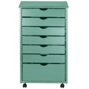 Home Decorators Collection 20 in. W Stanton Blue 6 + 1 Drawer Wide Storage Cart 0200510310