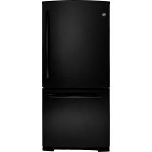 GE 20.2 cu. ft. Bottom Freezer Refrigerator in Black GDE20ETEBB