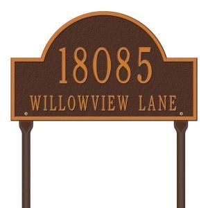 Whitehall Products Arch Antique Copper Marker Standard Lawn Two Line Address Plaque 1106AC