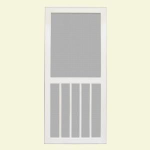 Unique Home Designs Geneva 32 in. x 80 in. White Outswing Vinyl Hinged Screen Door ISHV700032WHT