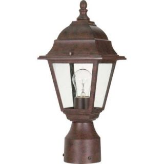 Glomar Briton Old Bronze 1 Light 14 in. Post Lantern with Clear Glass HD 547