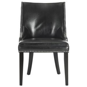 Safavieh Afton Black Birchwood Bicast Leather Side Chair (Set of 2) MCR4715E SET2