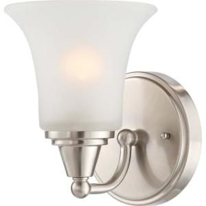 Glomar 1 Light Vanity Fixture with Frosted Glass Finished in Brushed Nickel HD 4141