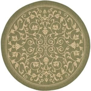 Safavieh Courtyard Olive/Natural 5.3 ft. x 5.3 ft. Round Area Rug CY2098 1E06 5R