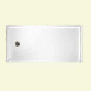 Swanstone 30 in. x 60 in. Solid Surface Single Threshold Left Drain Barrier Free Shower Floor in White SBF 3060L 010