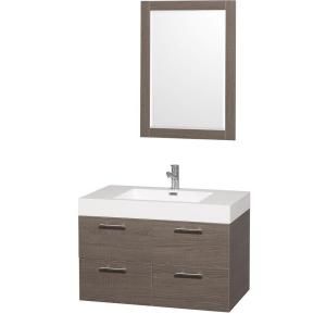 Wyndham Collection Amare 36 in. Vanity in Grey Oak with Acrylic Resin Vanity Top in White and Integrated Sink WCR410036GOAR