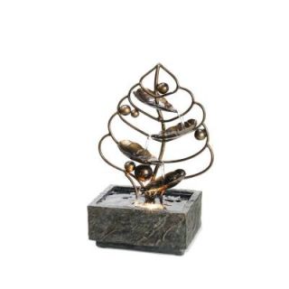 ORE International 11.25 in. Antique Brass Leaf Brown Table Fountain K330