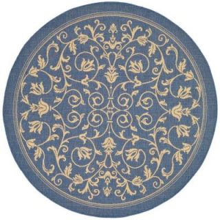 Safavieh Courtyard Blue/Natural 6.6 ft. x 6.6 ft. Round Area Rug CY2098 3103 7R