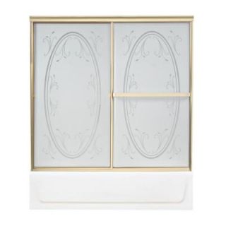 MAAX Vertiga 57 in. to 59 in. W Tub Door in Polished Brass with Summer Breeze Glass DISCONTINUED 105G DA59