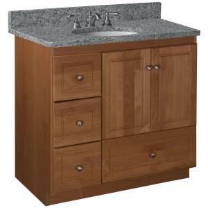Simplicity by Strasser Ultraline 36 in. W x 21 in D x 34 1/2in H Vanity Cabinet Only with Left Drawers in Medium Alder 01.302.2