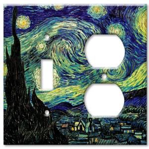 Art Plates 2 Gang Starry Night   Switch / Outlet Combo Wall Plate SO 5