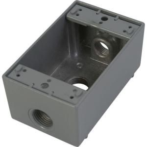 Greenfield 1 Gang Weatherproof Electrical Outlet Box with Three 1/2 in. Holes   Gray   Case B23PSC