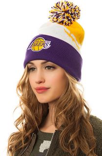 Mitchell & Ness Beanie The Lakers Paintbrush Pom in Purple, Gold, and White