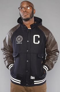 Crooks and Castles The Scoundrel Letterman Jacket in Dark Navy