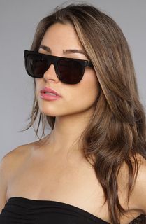 Super Sunglasses The Flat Top Sunglasses in Black Leather